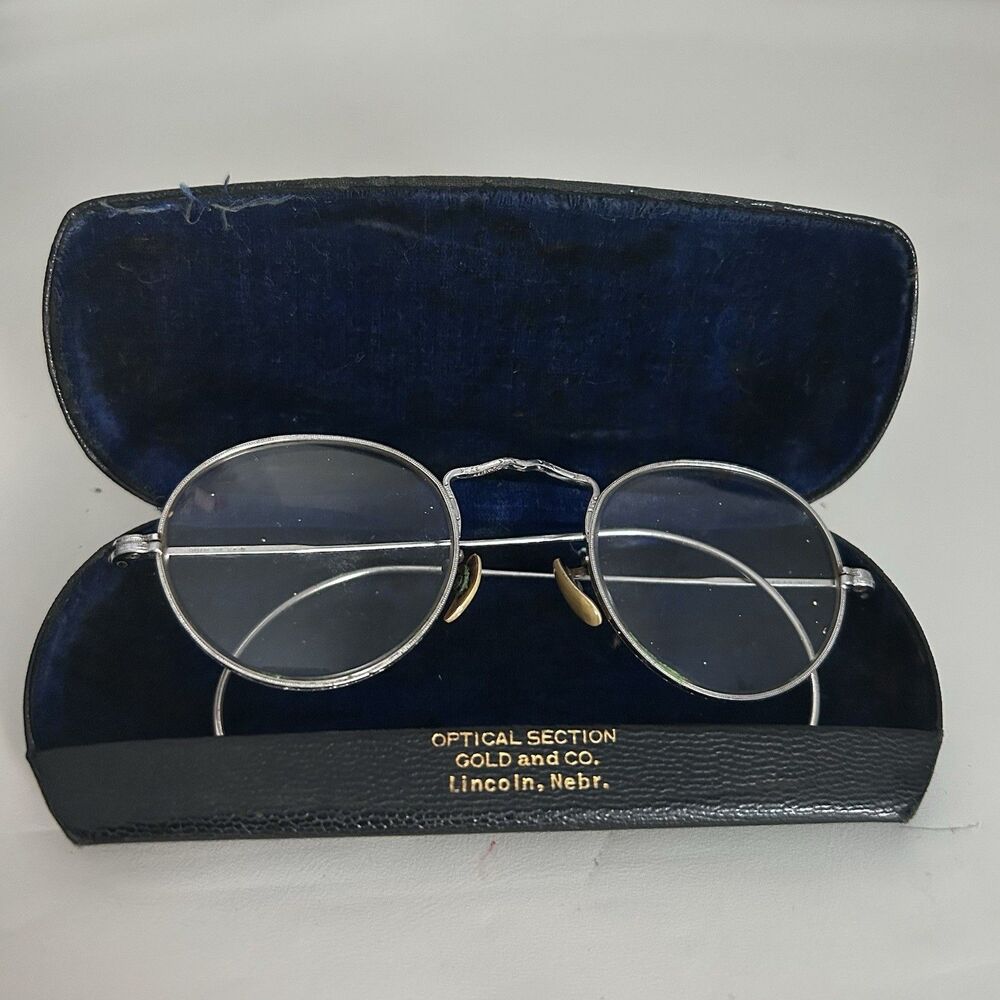 AO Vintage Ful-Vue 1/10 12K GF White Gold Curved Cable Wire Rimless Glasses